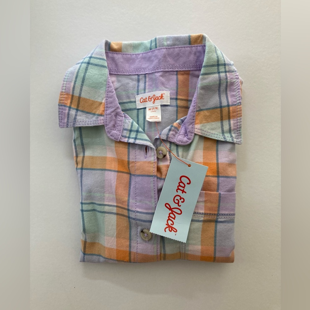Cat & Jack | NWT Girls Plaid Button Down Long Sleeve Shirt